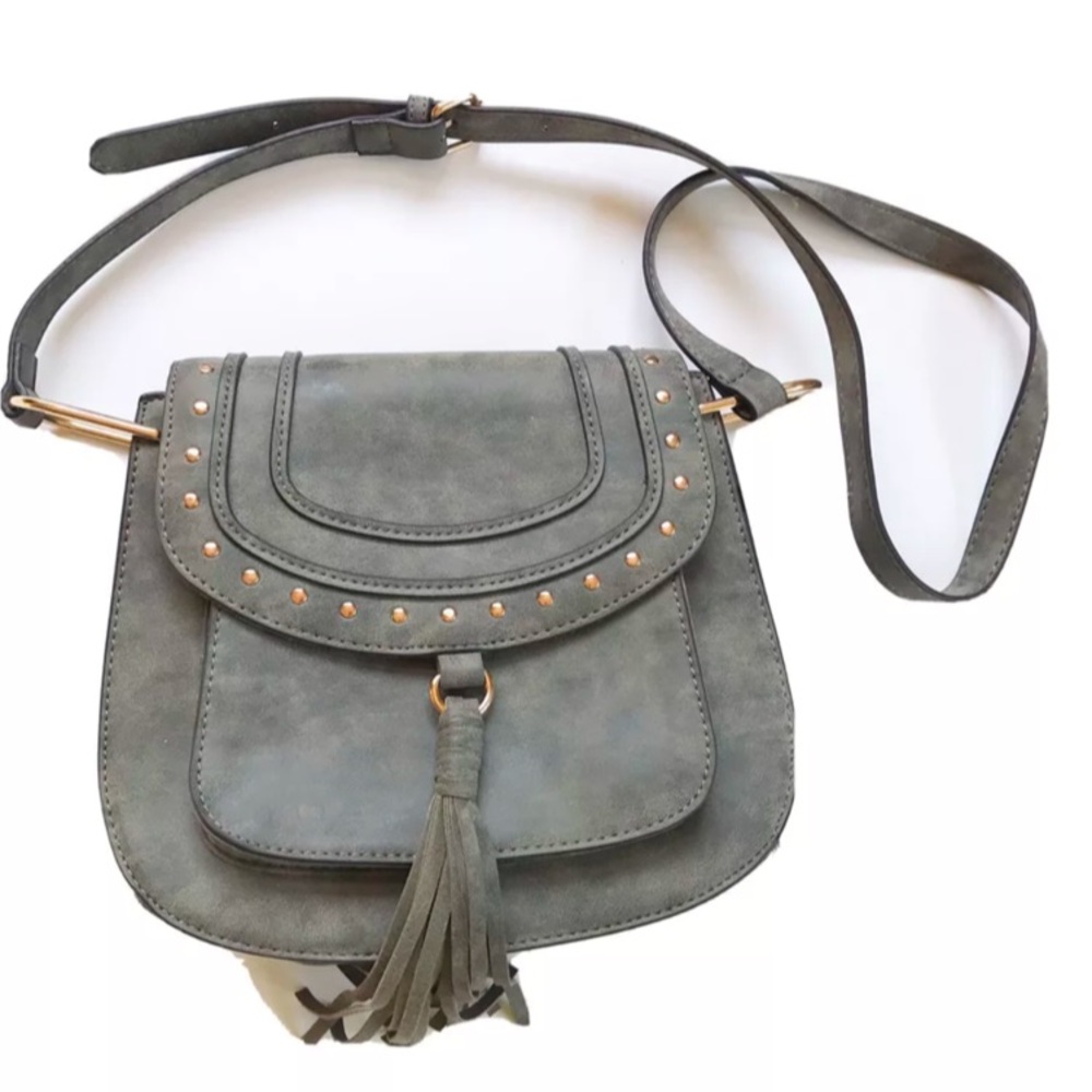 Franco Sarto Franco Sarto Faux Suede Vegan Studded Boho Tassel Crossbody - Picture 4 of 12